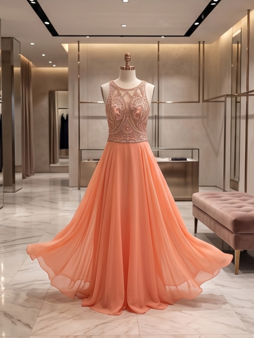 Plus Size After Five Peach Colored Dress